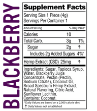 Load image into Gallery viewer, Real-Fruit Infused Blackberry Gummies 250mg -10 count by Wyld CBD - Facts