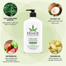 Load image into Gallery viewer, Fresh Coconut & Watermelon Herbal Body Moisturizer 17 Oz by Hempz