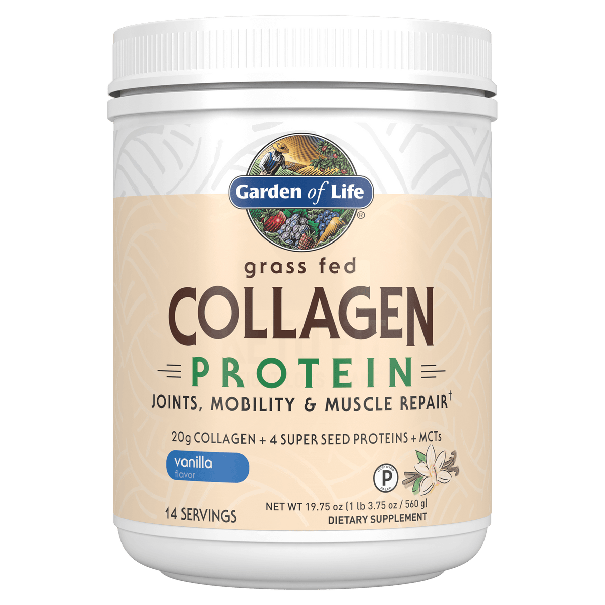 Garden of Life Collagen Hemp Protein Powder Vanilla, 560 Grams