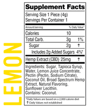 Load image into Gallery viewer, Real-Fruit Infused Lemon Gummies 500mg -20 count by Wyld CBD - Facts