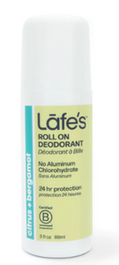Lafe's Deodorant Roll On - Citrus + Bergamot - 3 Oz
