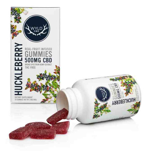 Real-Fruit Infused Huckleberry Gummies 500mg - 20 count by Wyld CBD