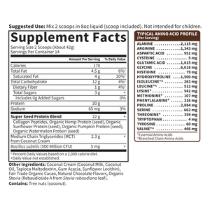 Collagen Hemp Protein Powder Chocolate, 588 Grams - Facts
