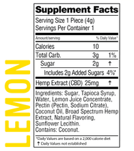 Load image into Gallery viewer, Real-Fruit Infused Lemon Gummies 250mg -10 count by Wyld CBD - Facts
