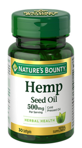 Nature's Bounty Hemp Seed Oil 500mg Softgels - 30 Count
