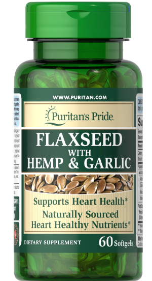 Puritan's Pride Flaxseed with Hemp and Garlic - 30 Capsules