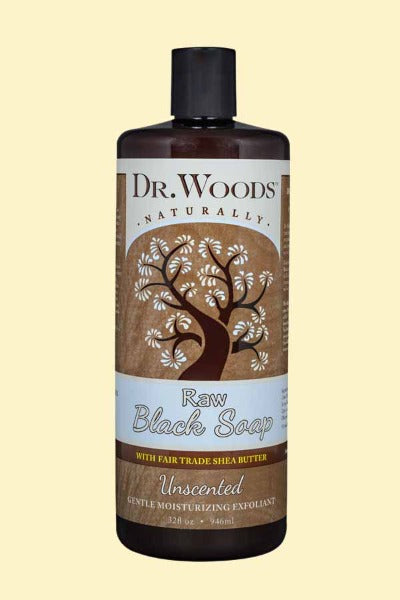 Dr.Woods Raw Black Unscented Soap with Shea Butter - 32 oz