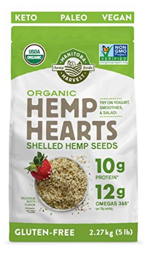 Organic Hemp Hearts Shelled Hemp Seeds Delicious Nutty Flavor - 5lb by Manitoba Harvest